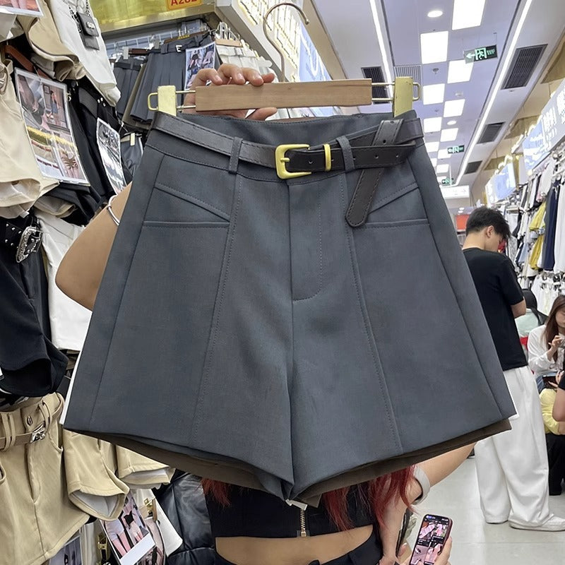 Elegant Slimming High Waist Black Casual Shorts