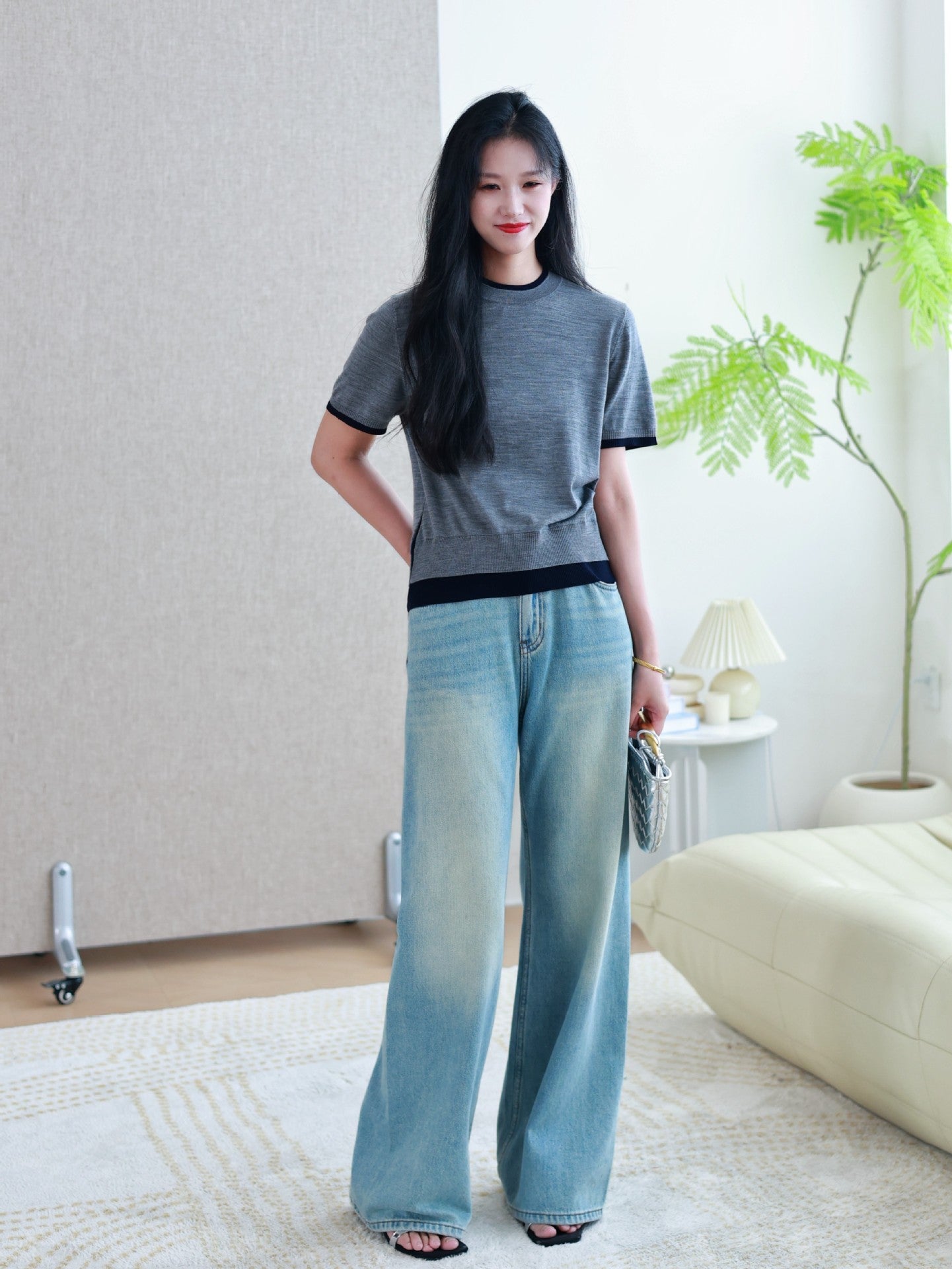 Women's Retro Washed Loose Straight Jeans