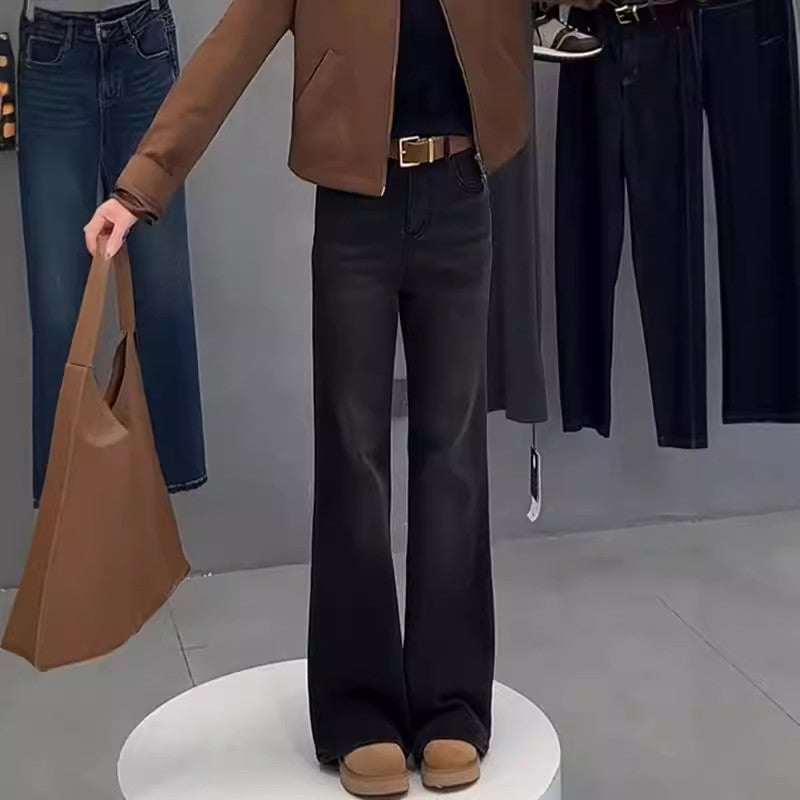 Women's High Waist Elastic Straight Skinny Jeans