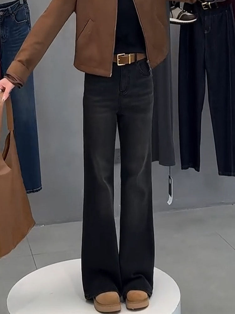 Women's High Waist Elastic Straight Skinny Jeans