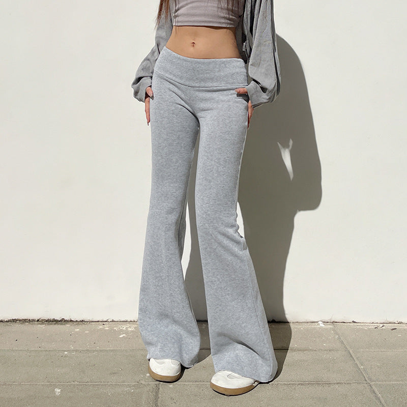 Y2K Velvet Casual Pants Low Waist Women