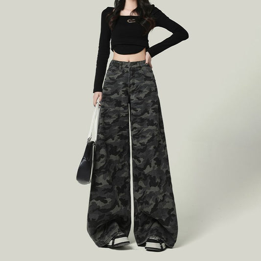 Women's Wide-leg Camouflage Jeans
