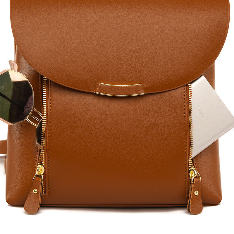 Fashionable All-match Women's Soft Leather Large Capacity Travel Bag