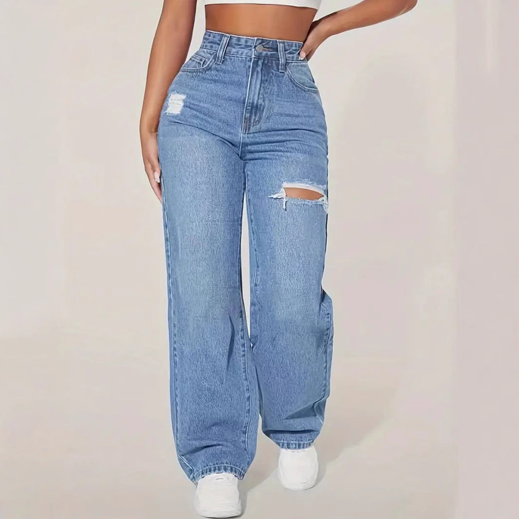 Washed Denim Cargo Pants