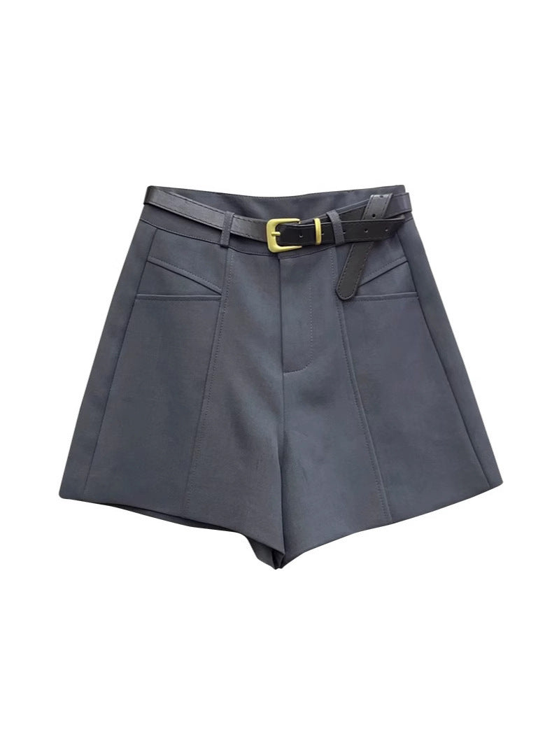 Elegant Slimming High Waist Black Casual Shorts