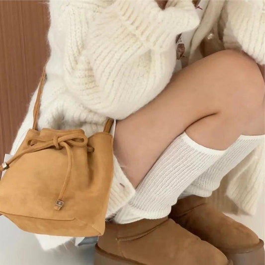 Brown Suede Shoulder Bag Simplicity Retro