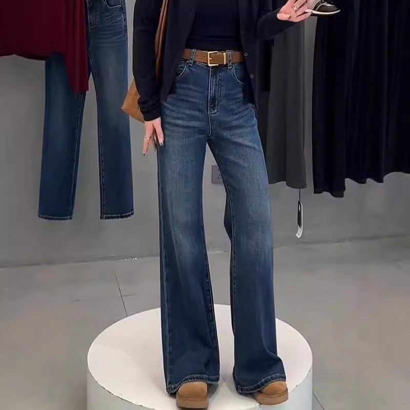 Women's High Waist Elastic Straight Skinny Jeans