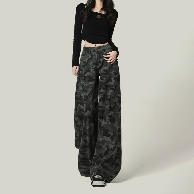Women's Wide-leg Camouflage Jeans