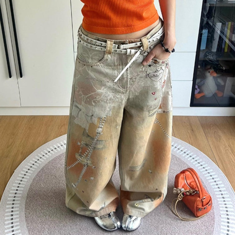 Women's Color Inkjet Printed Jeans