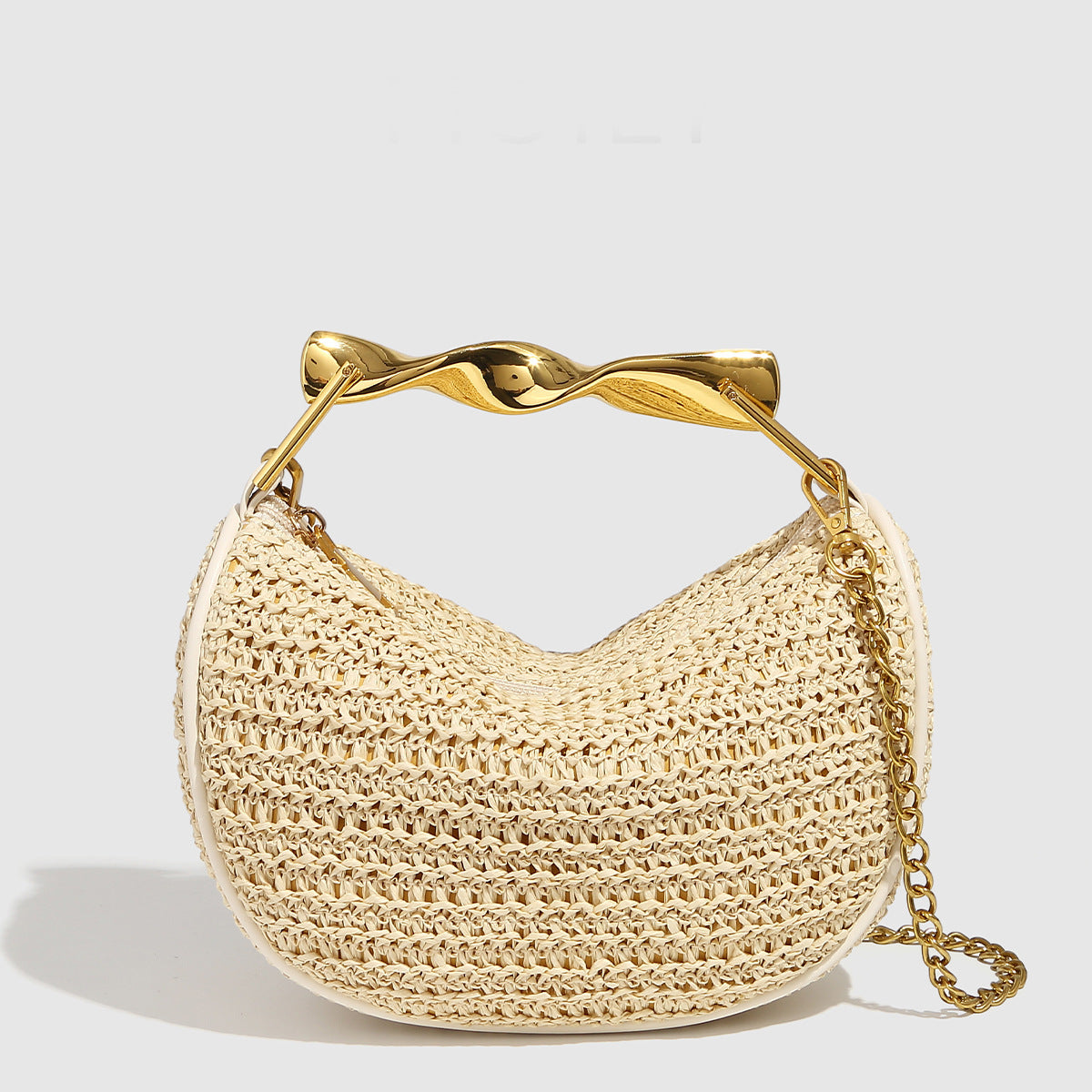 Straw Woven Dumpling Chain Shoulder Woven Crossbody Bag