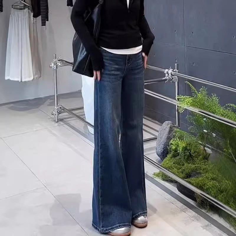 Women's High Waist Elastic Straight Skinny Jeans