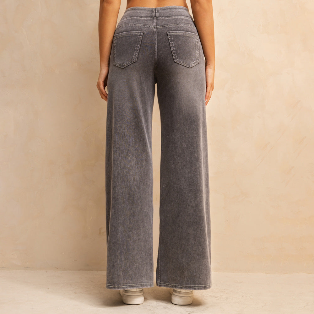 Women's High Waist Mid-light Gray Loose Jeans