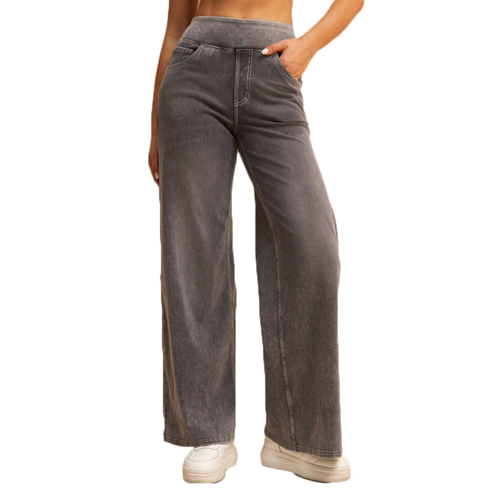 Women's High Waist Mid-light Gray Loose Jeans