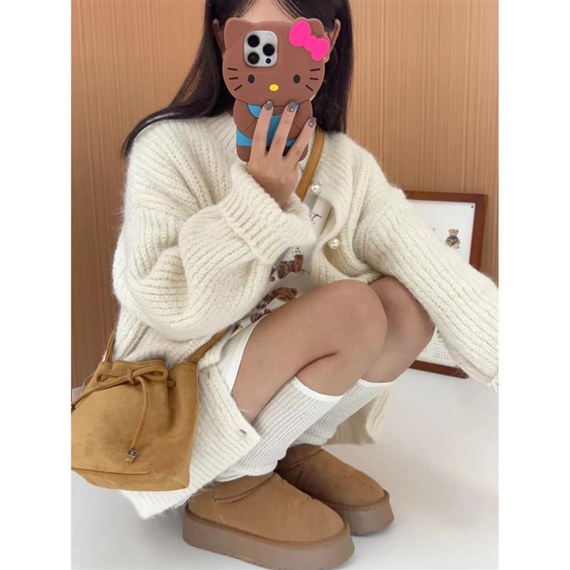 Brown Suede Shoulder Bag Simplicity Retro