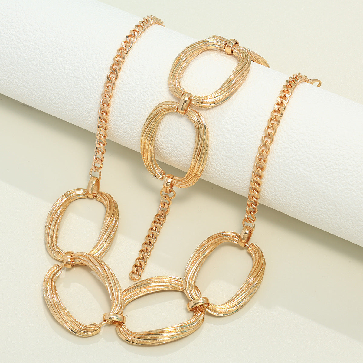 Metal Geometry Creative Simple Necklace Bracelet Jewelry Suit