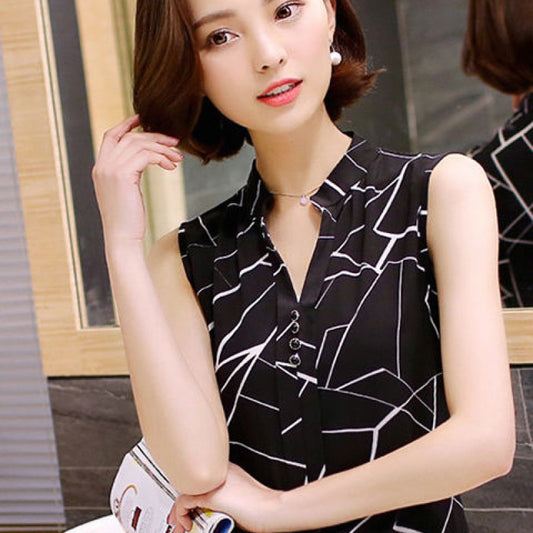 Women's Sleeveless Chiffon Working Shirt