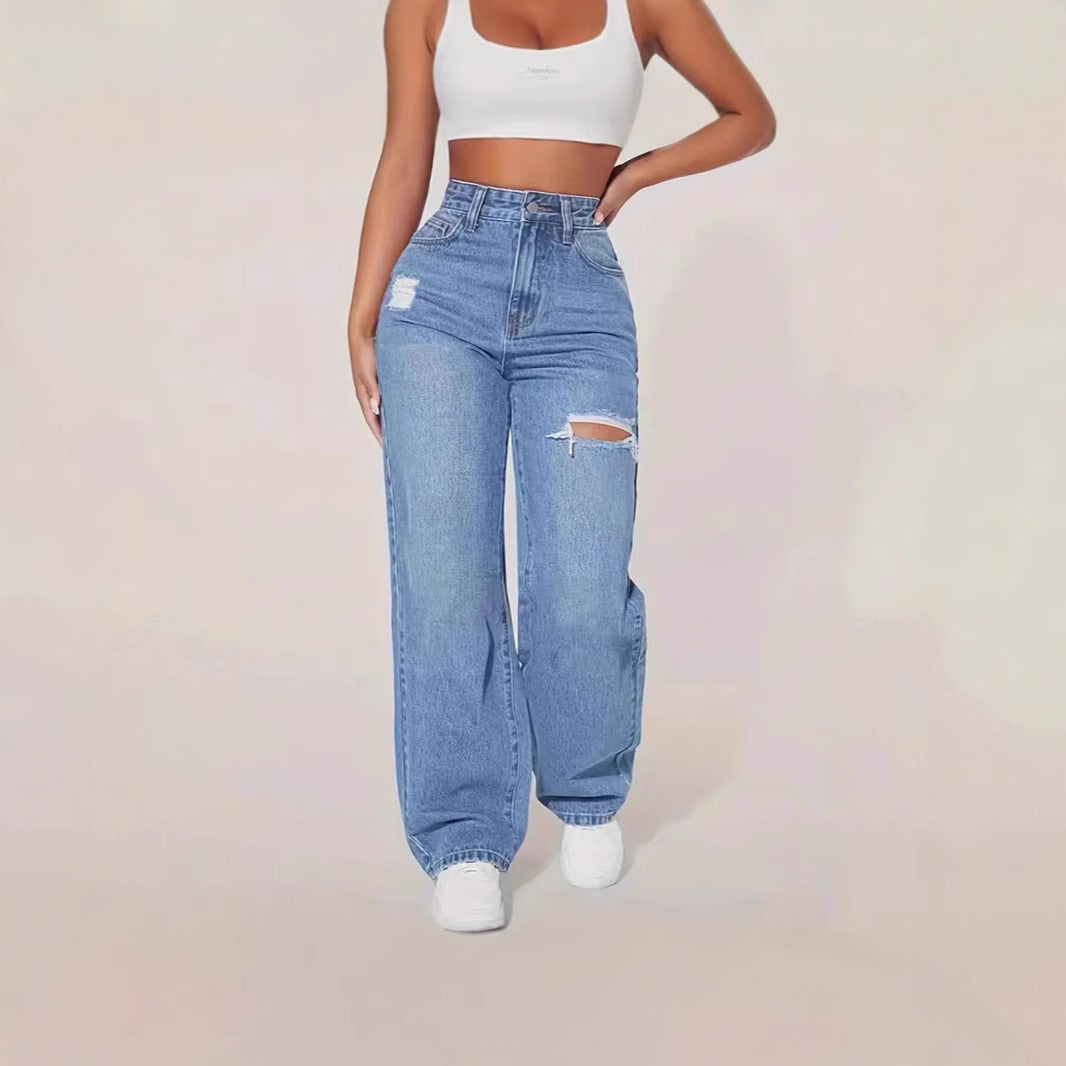 Washed Denim Cargo Pants