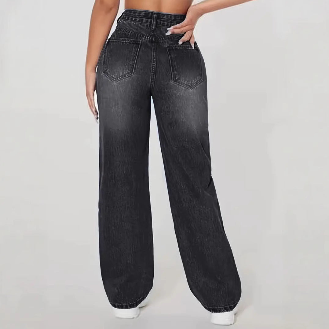 Washed Denim Cargo Pants